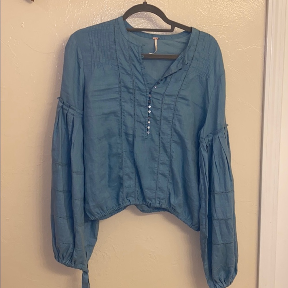 Free People Blue Blouse